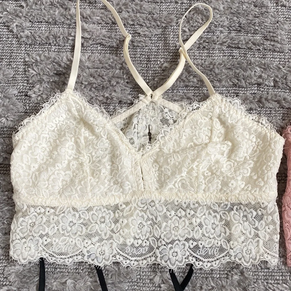 aerie Lace Bralette 4-Pack — Cream, Blush Pink, Black, Burgundy